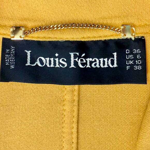 Vintage Louis Feraud 90s Mustard Yellow Virgin Wool Blazer Gold Buttons size 6 - Picture 2 of 13